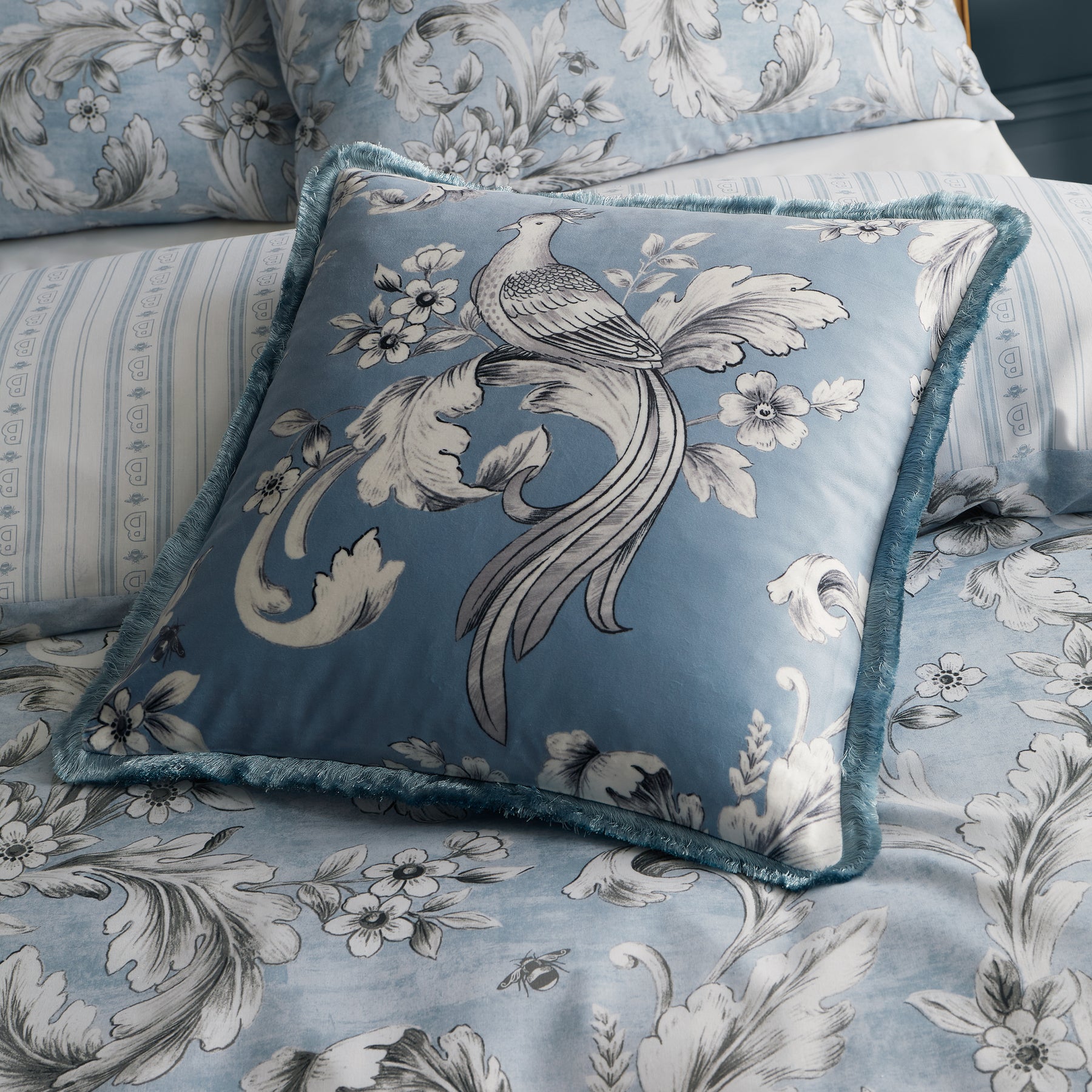 Blue Bridgerton Regal Floral Duvet Cover Bedding Set Terrys