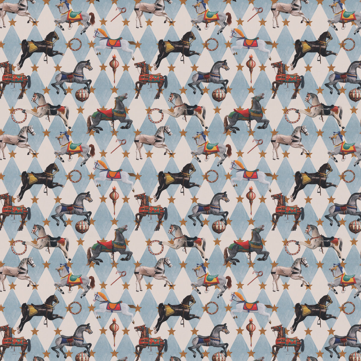 Carrie Neely Carousel Fabric Sky Blue