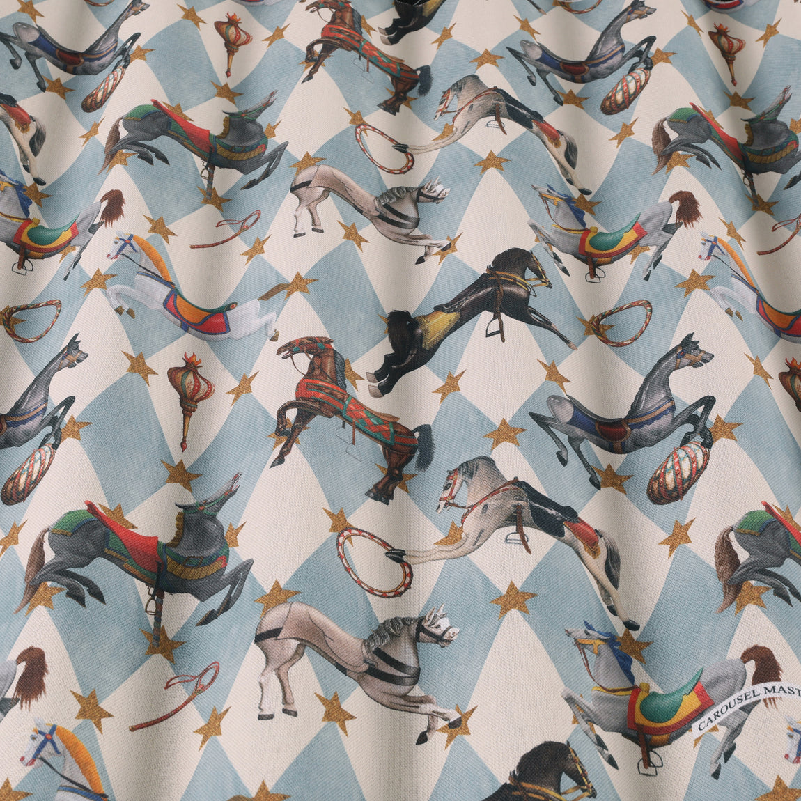 Carrie Neely Carousel Made To Measure Curtains Sky Blue