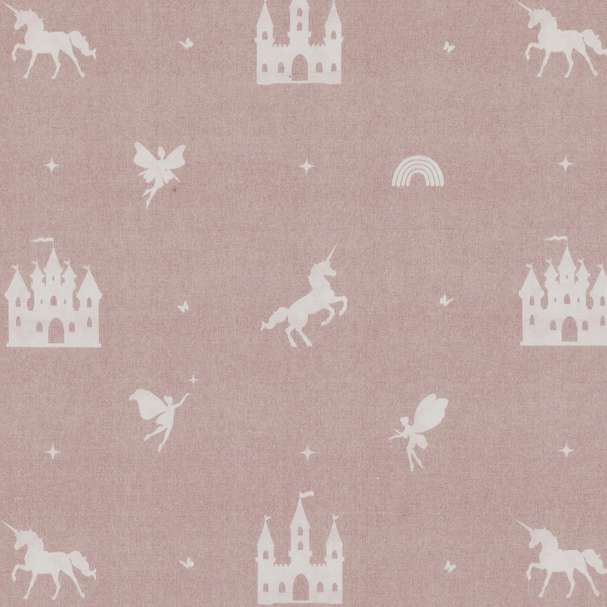 ANTE DECOR Castles and Unicorns Printed Cotton Fabric Pink