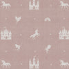 ANTE DECOR Castles and Unicorns Printed Cotton Fabric Pink