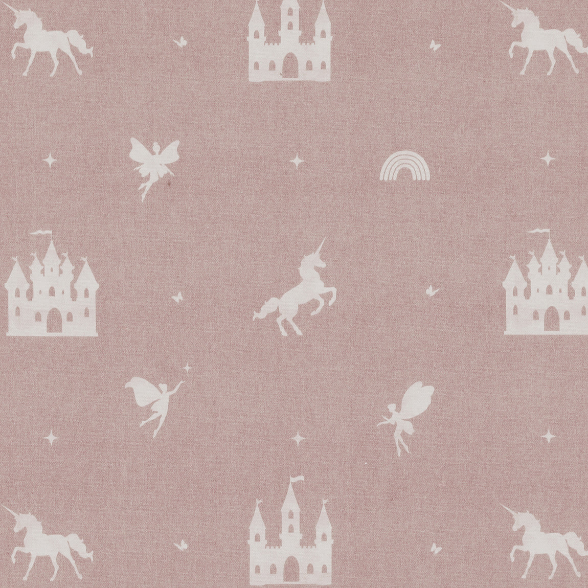 ANTE DECOR Castles and Unicorns Printed Cotton Fabric Pink