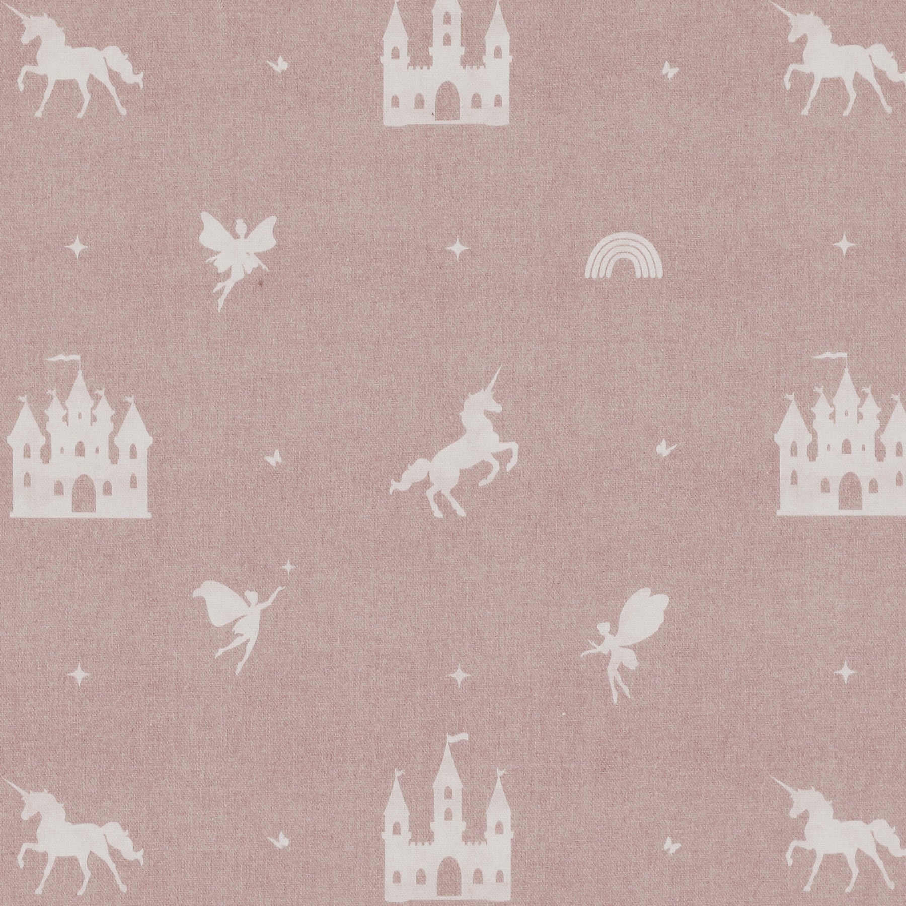 ANTE DECOR Castles and Unicorns Printed Cotton Fabric Pink
