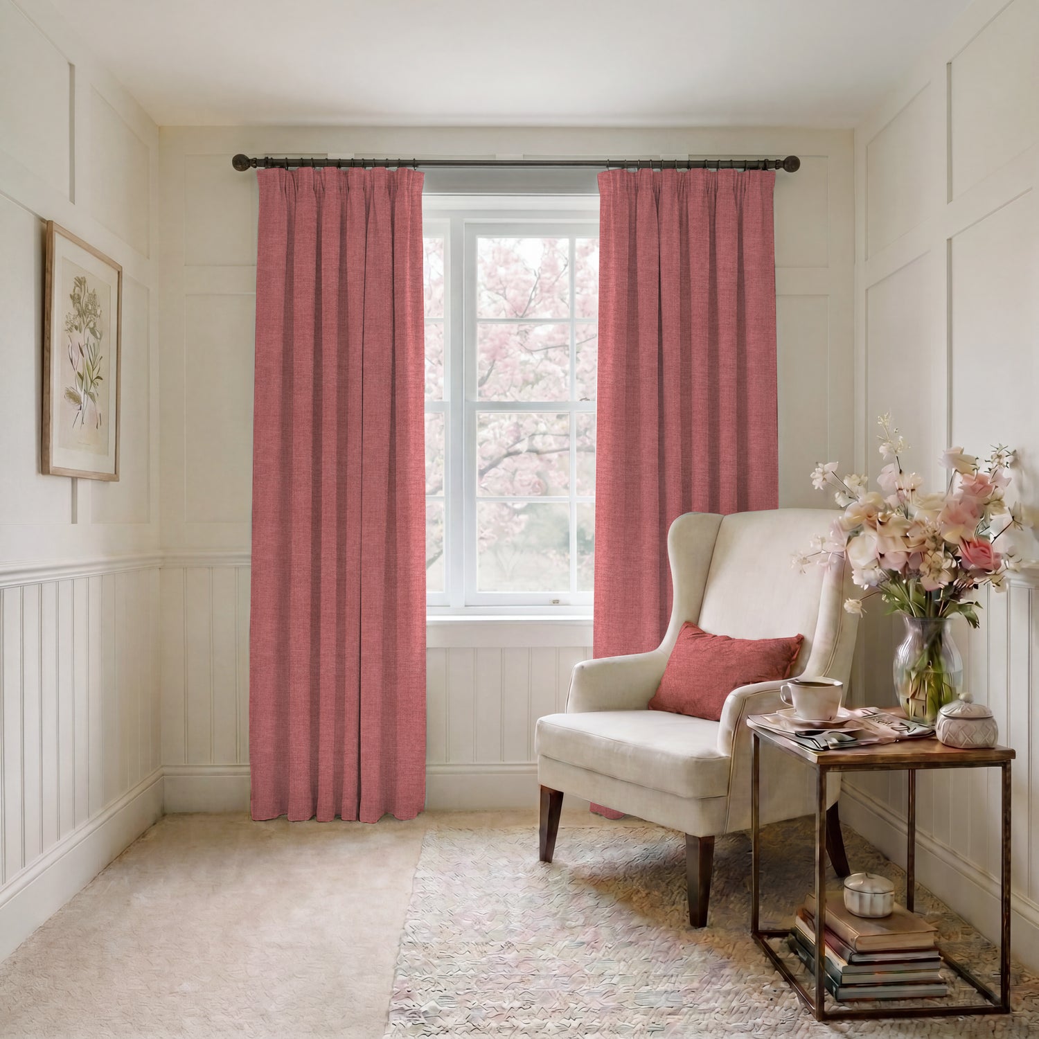ANTE DECOR Chelsea Chenille Fabric Red