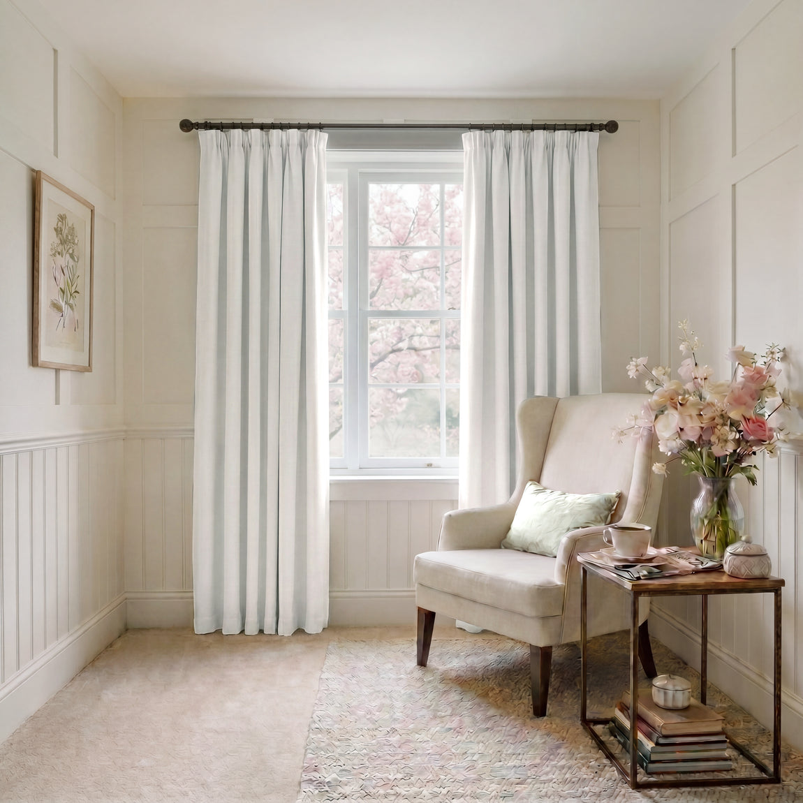 ANTE DECOR Chelsea Chenille Fabric White
