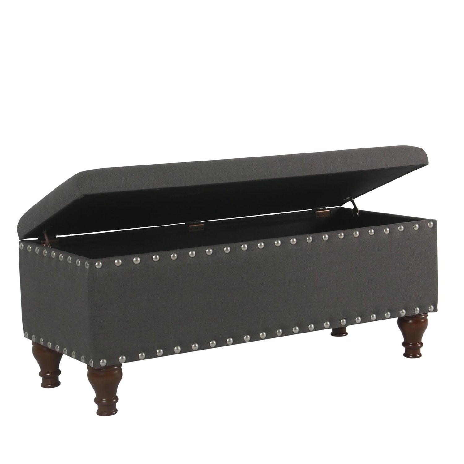 Chelsea Storage Ottoman Bench Charcoal Chrome