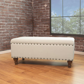 Chelsea Storage Ottoman Bench Cream Brass