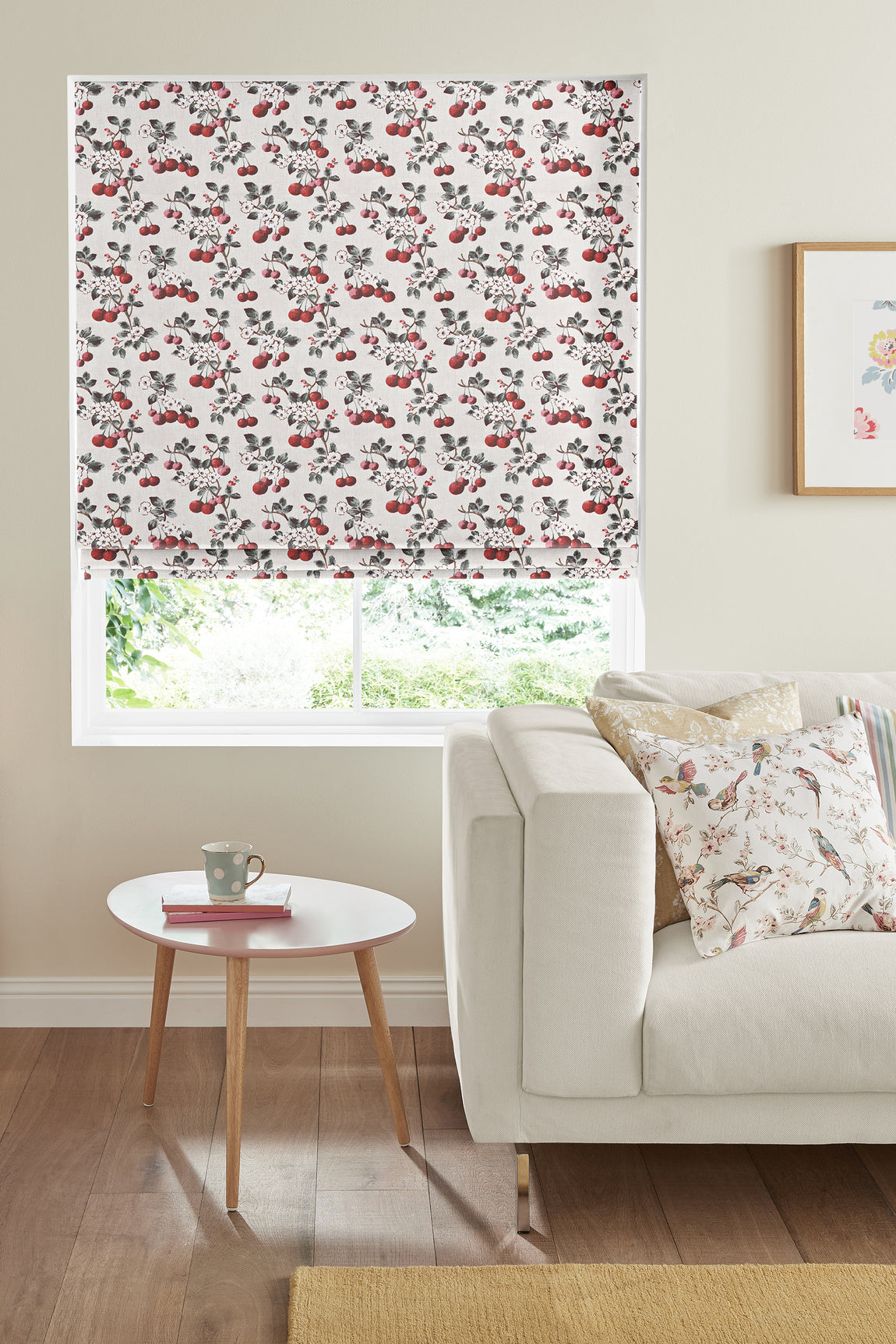 Cath Kidston Cherry Sprig Made to Measure Roman Blind Red