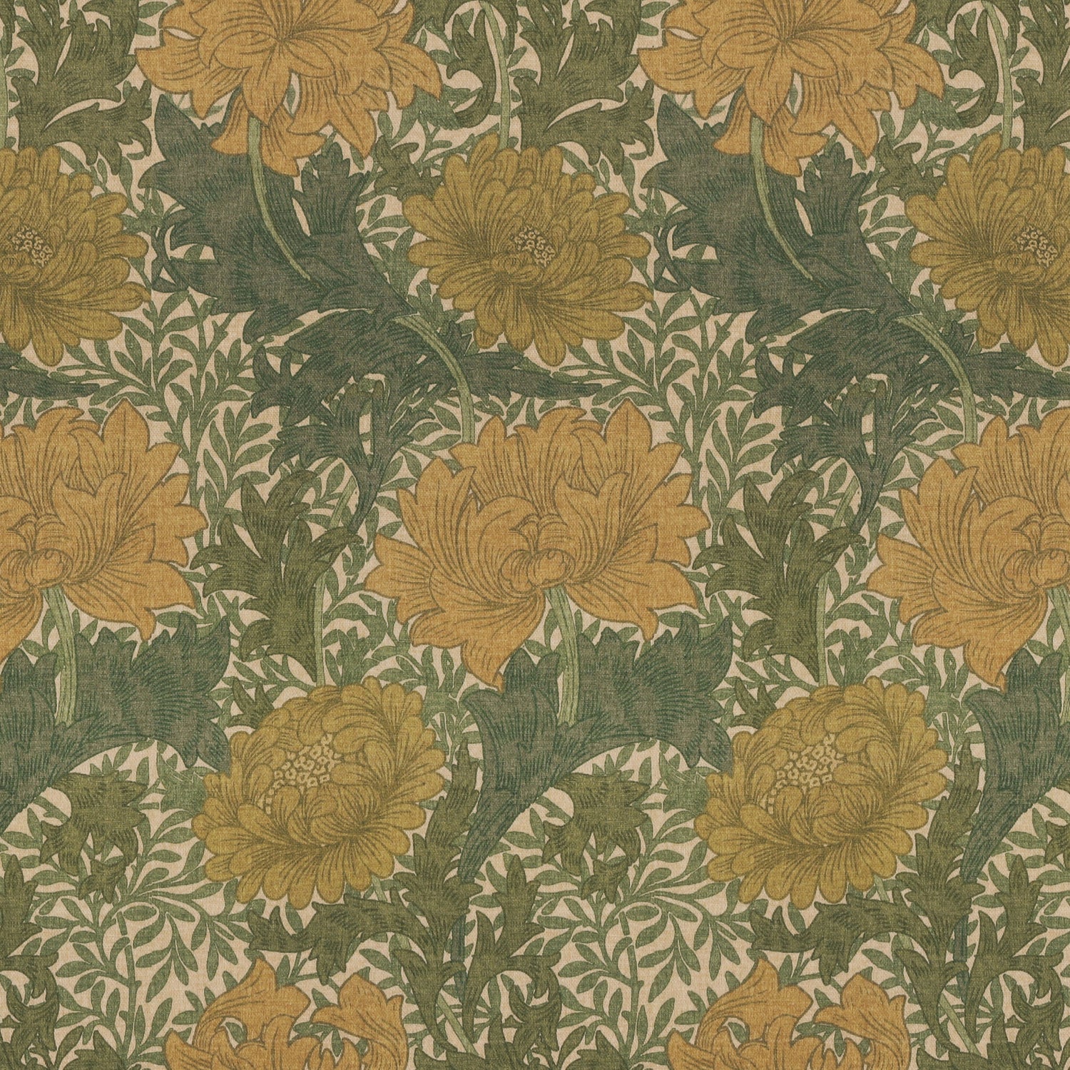 William Morris Chrysanthemum Made To Measure Curtains Ochre