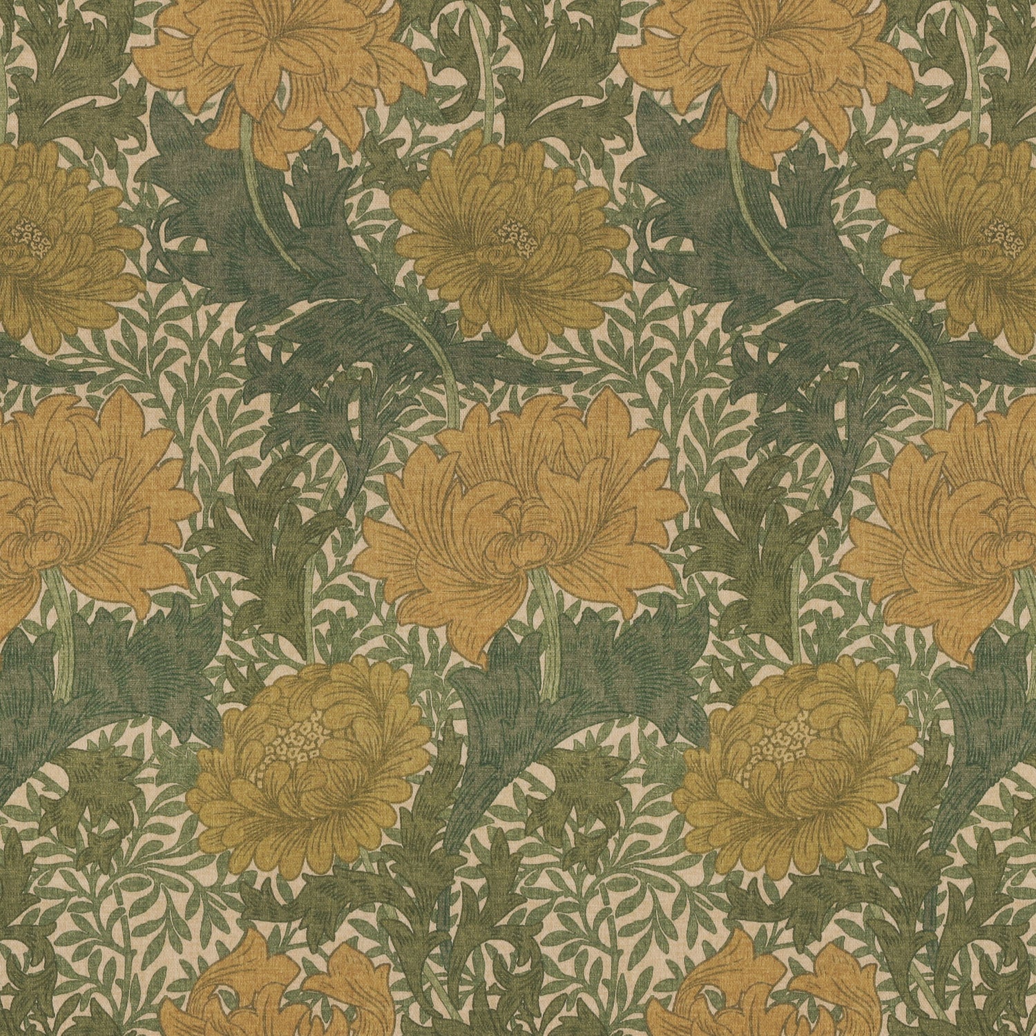 William Morris Chrysanthemum Made To Measure Roman Blind Ochre