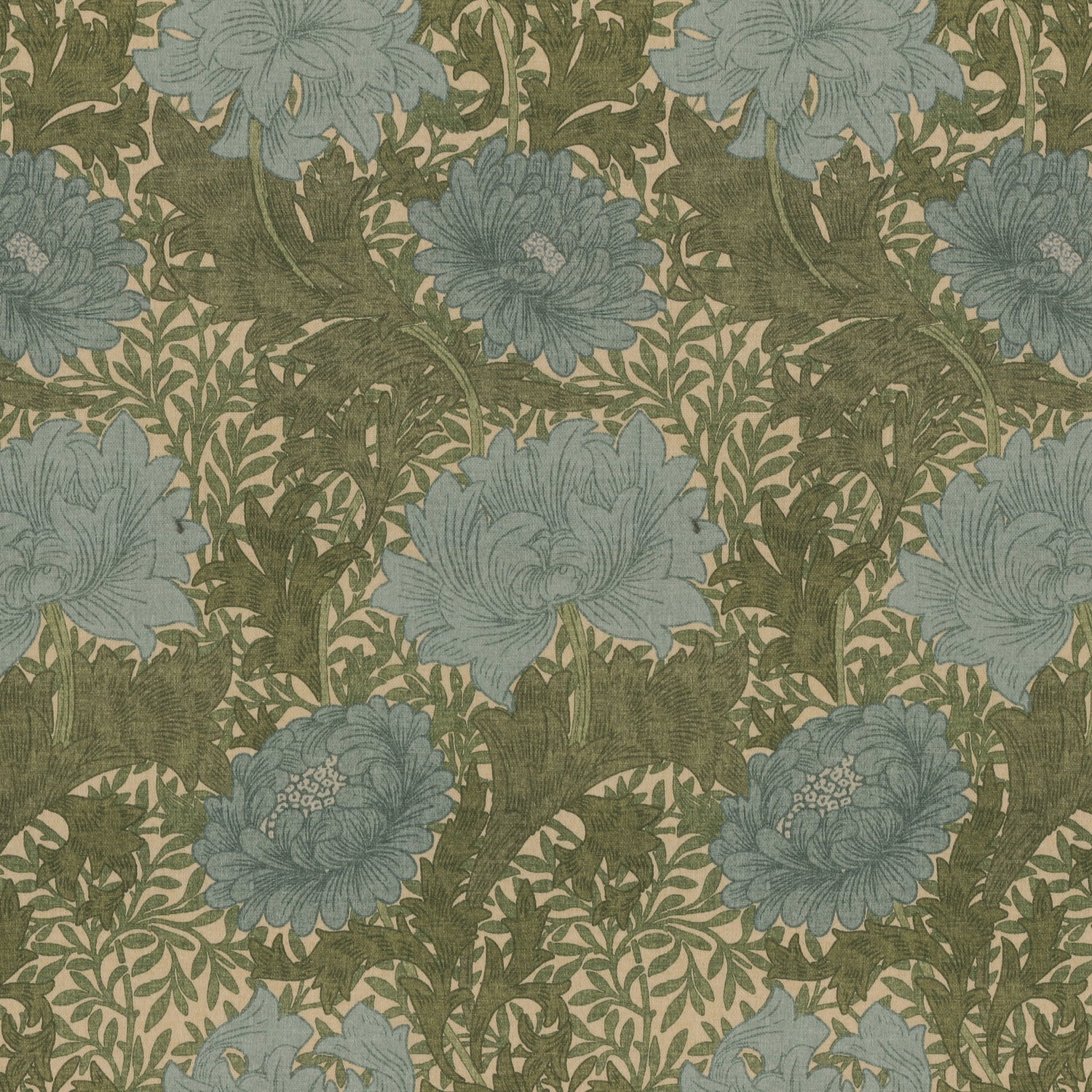 William Morris Chrysanthemum Made To Measure Curtains Blue