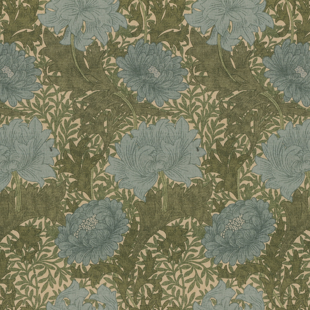 William Morris Chrysanthemum Fabric Blue