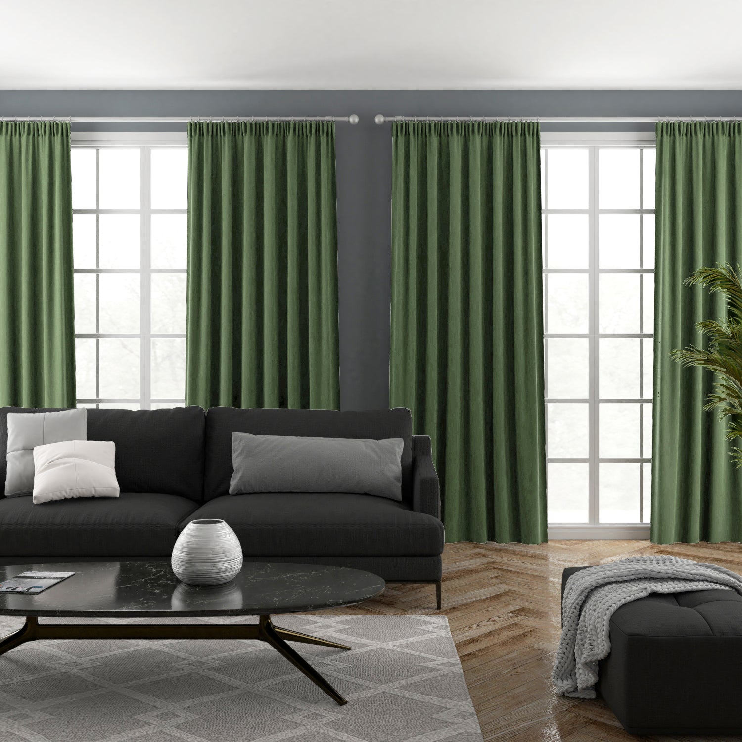 Clarence Velvet Made to Measure Curtain Forest