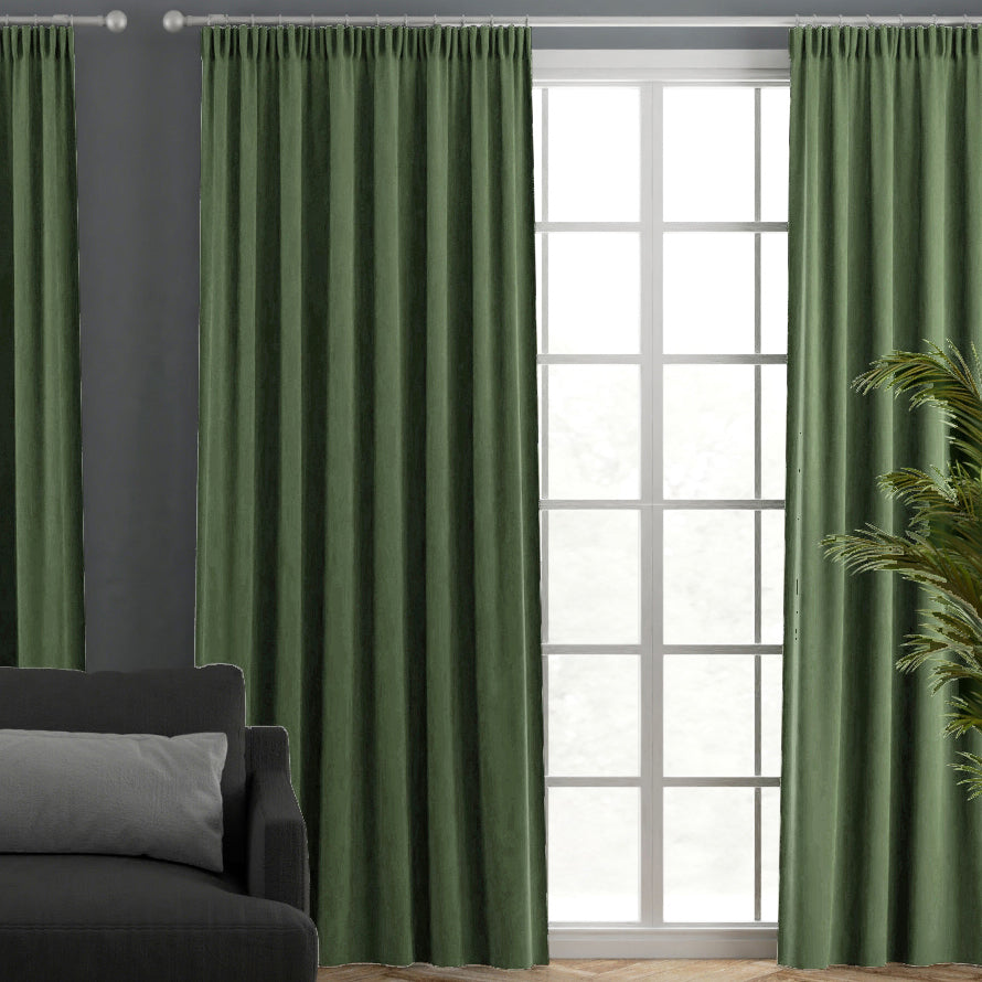 Clarence Velvet Made to Measure Curtain Forest
