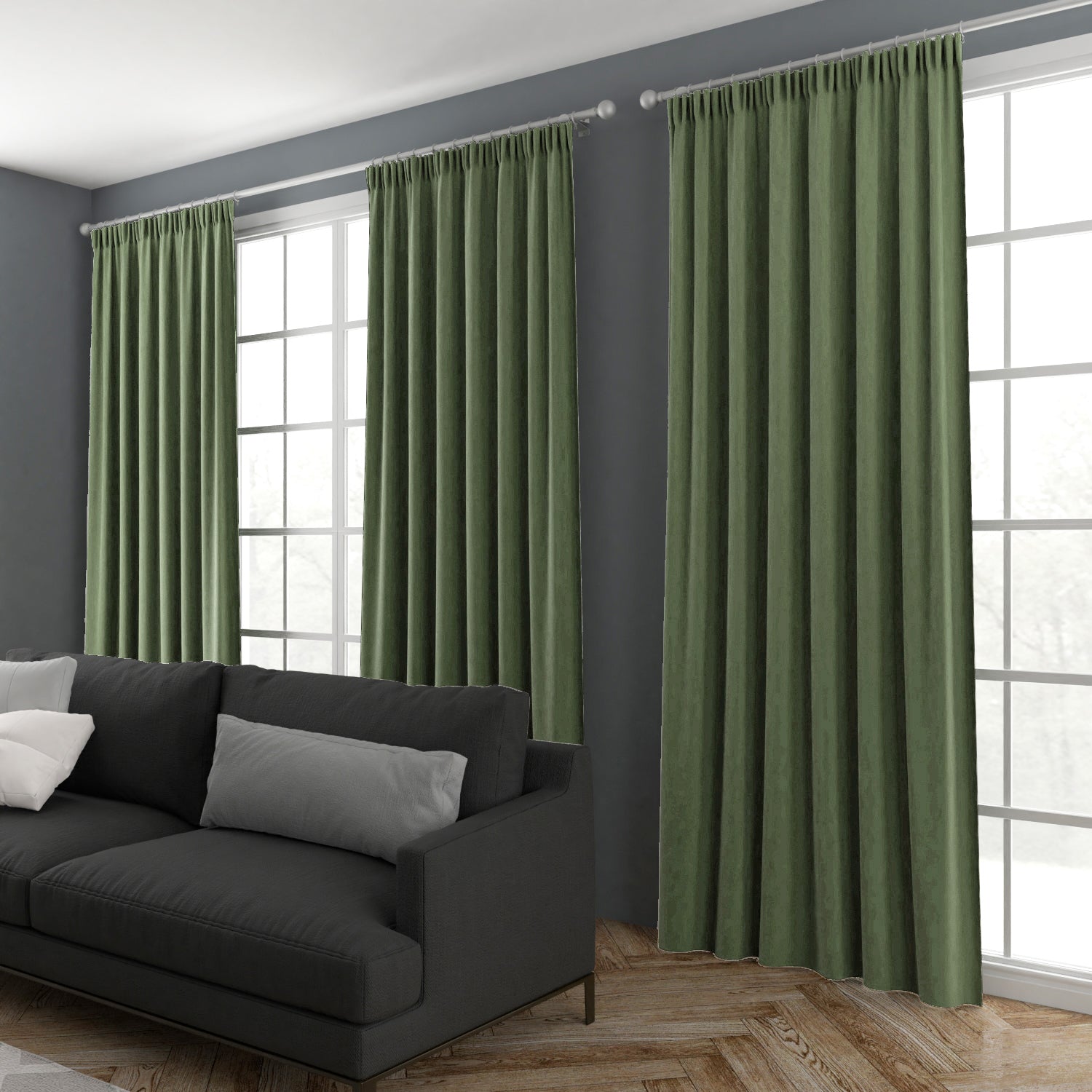 Clarence Velvet Made to Measure Curtain Forest