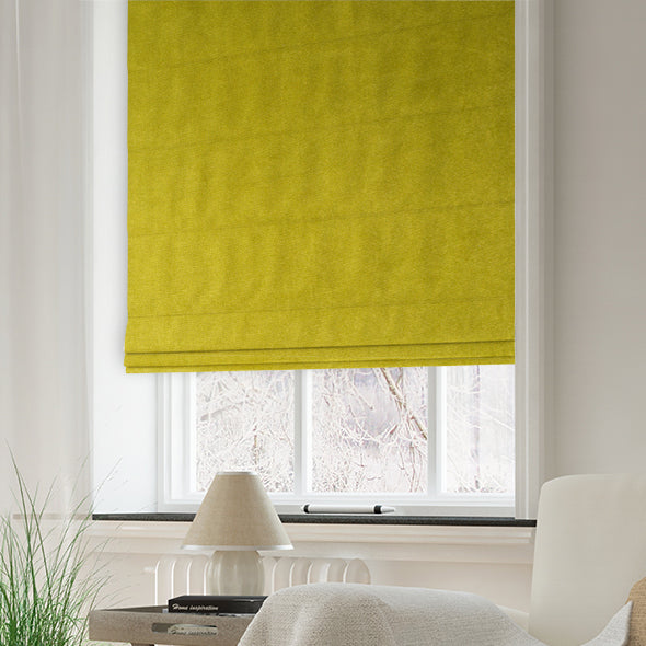 Clarence Velvet Made to Measure Roman Blind Celery