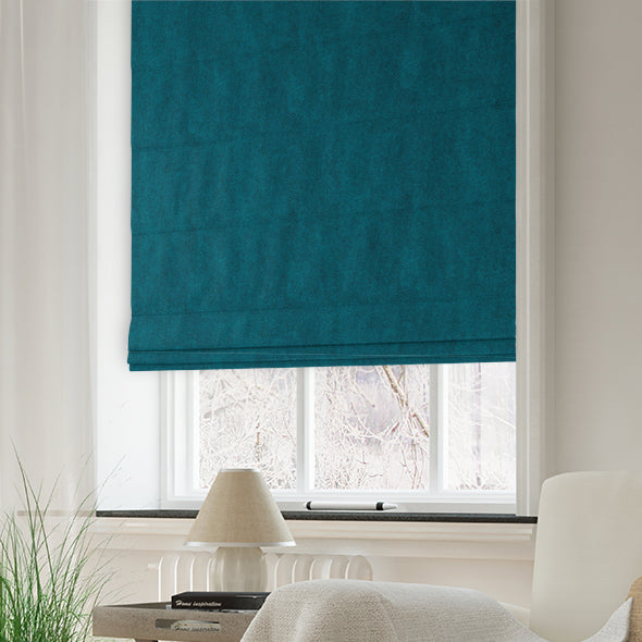 Clarence Velvet Made to Measure Roman Blind Petrol