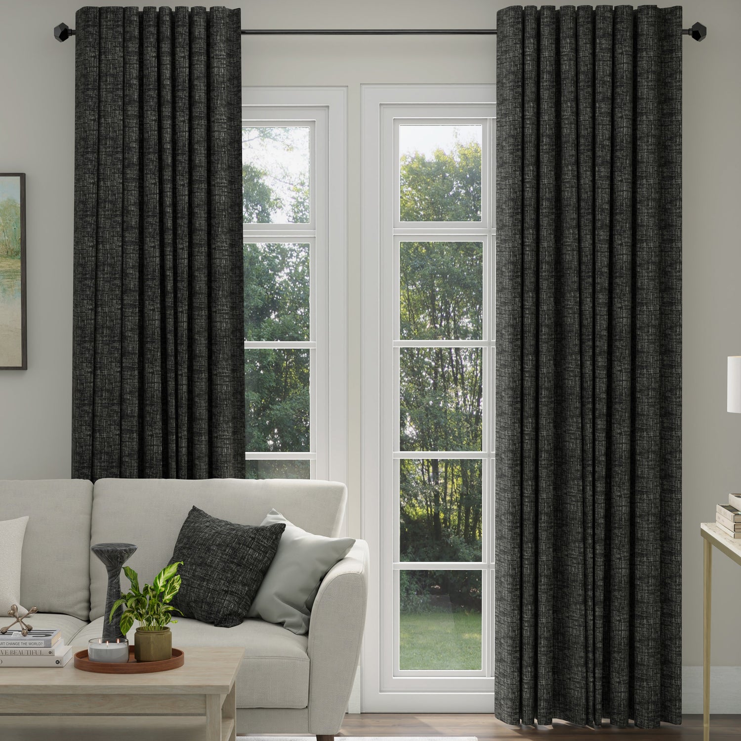 ANTE DECOR Olympus Made To Measure Curtains Onyx Silver