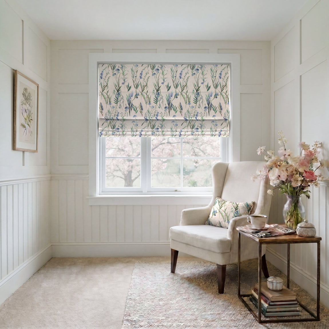ANTE DECOR Combe Made To Measure Roman Blind Hyacinth Linen
