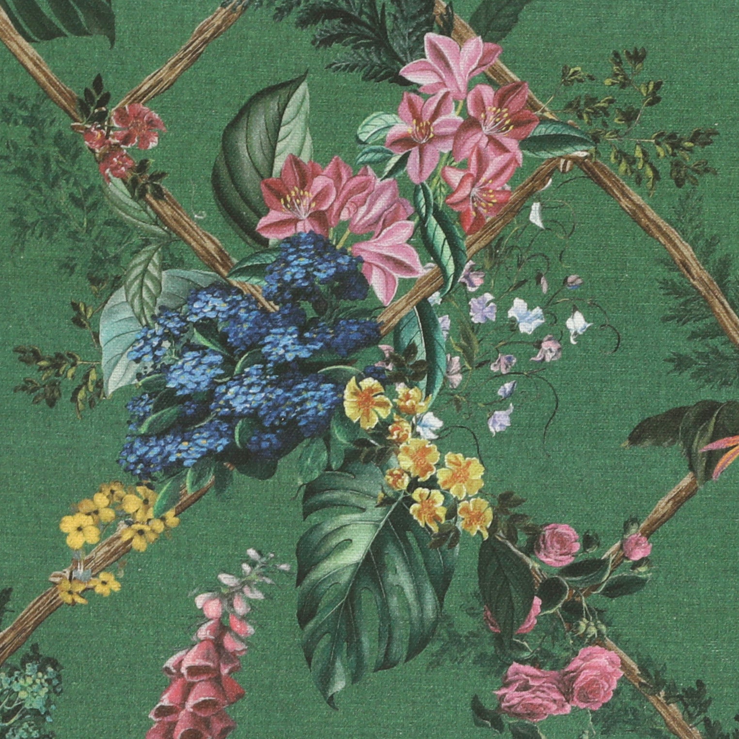 HOUSE Llewelyn-Bowen Cotswold Fantasia Printed Fabric Forest Green