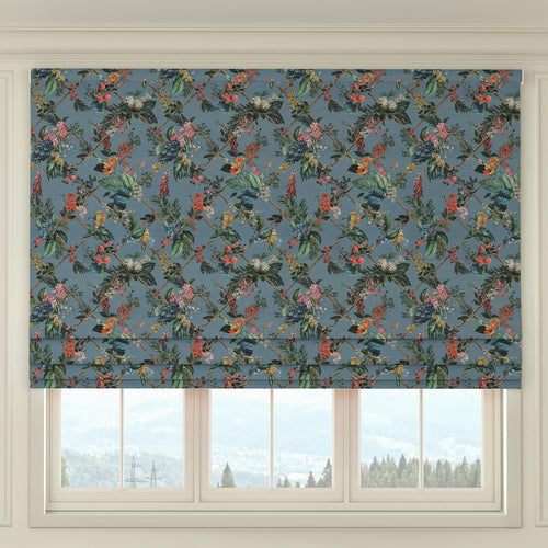 HOUSE Llewelyn-Bowen Cotswold Fantasia Printed Made To Measure Roman Blind Cornflower Blue