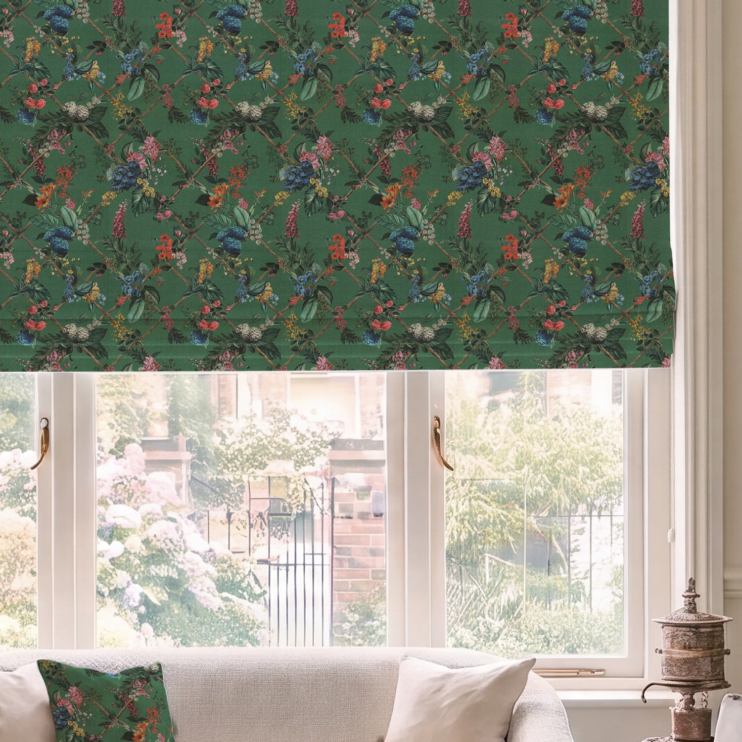 HOUSE Llewelyn-Bowen Cotswold Fantasia Printed Made To Measure Roman Blind Forest Green