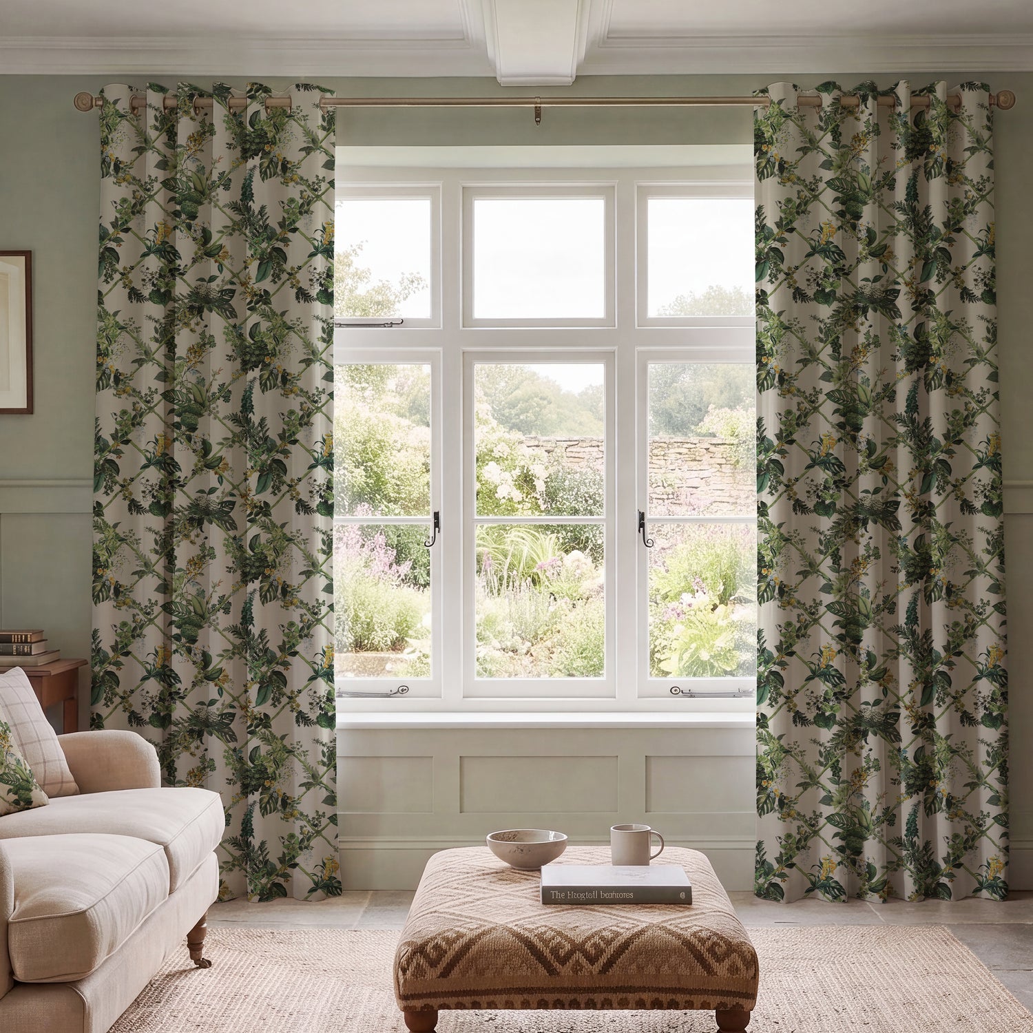 HOUSE Llewelyn-Bowen Cotswold Fantasia Printed Made To Measure Curtains Green