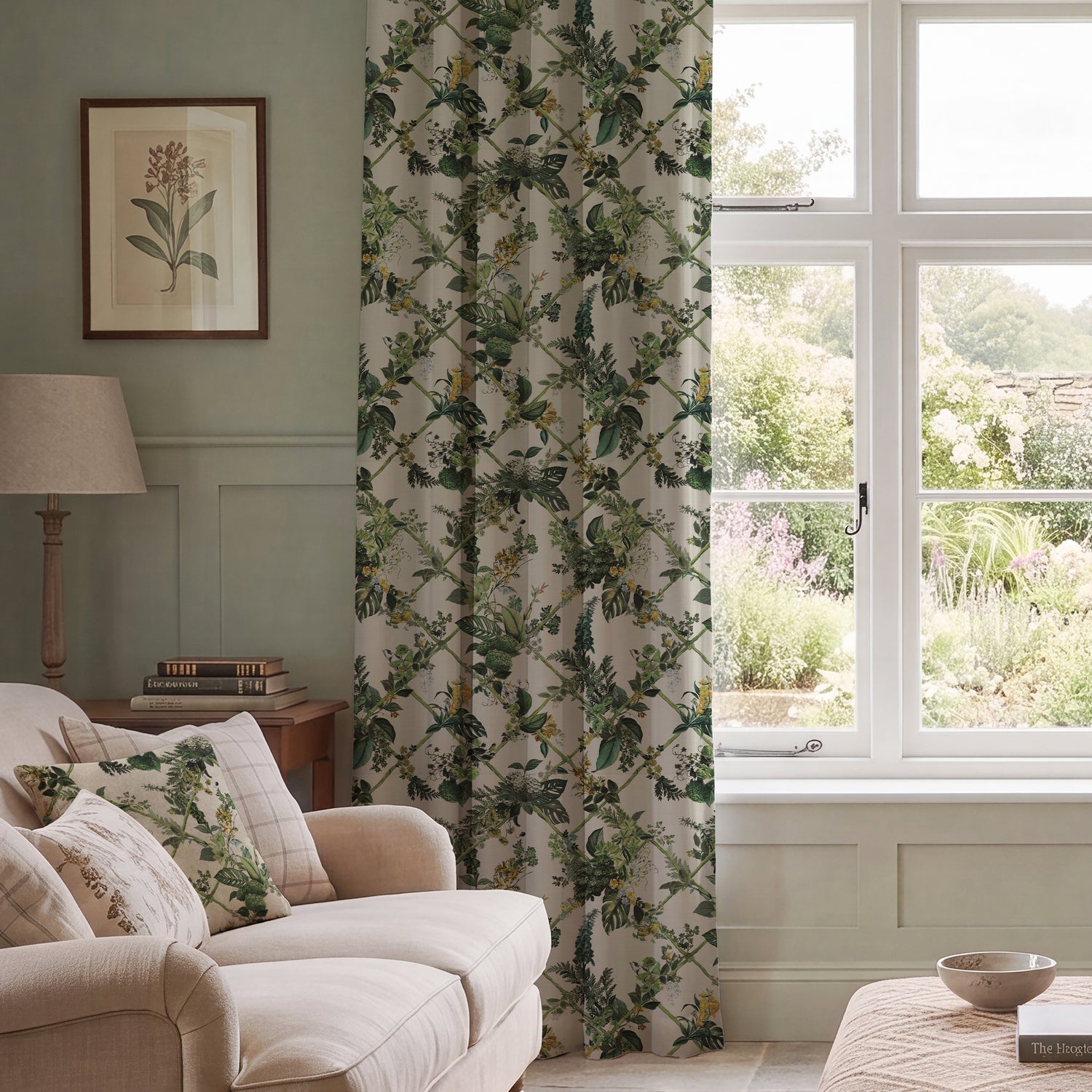 HOUSE Llewelyn-Bowen Cotswold Fantasia Printed Made To Measure Curtains Green