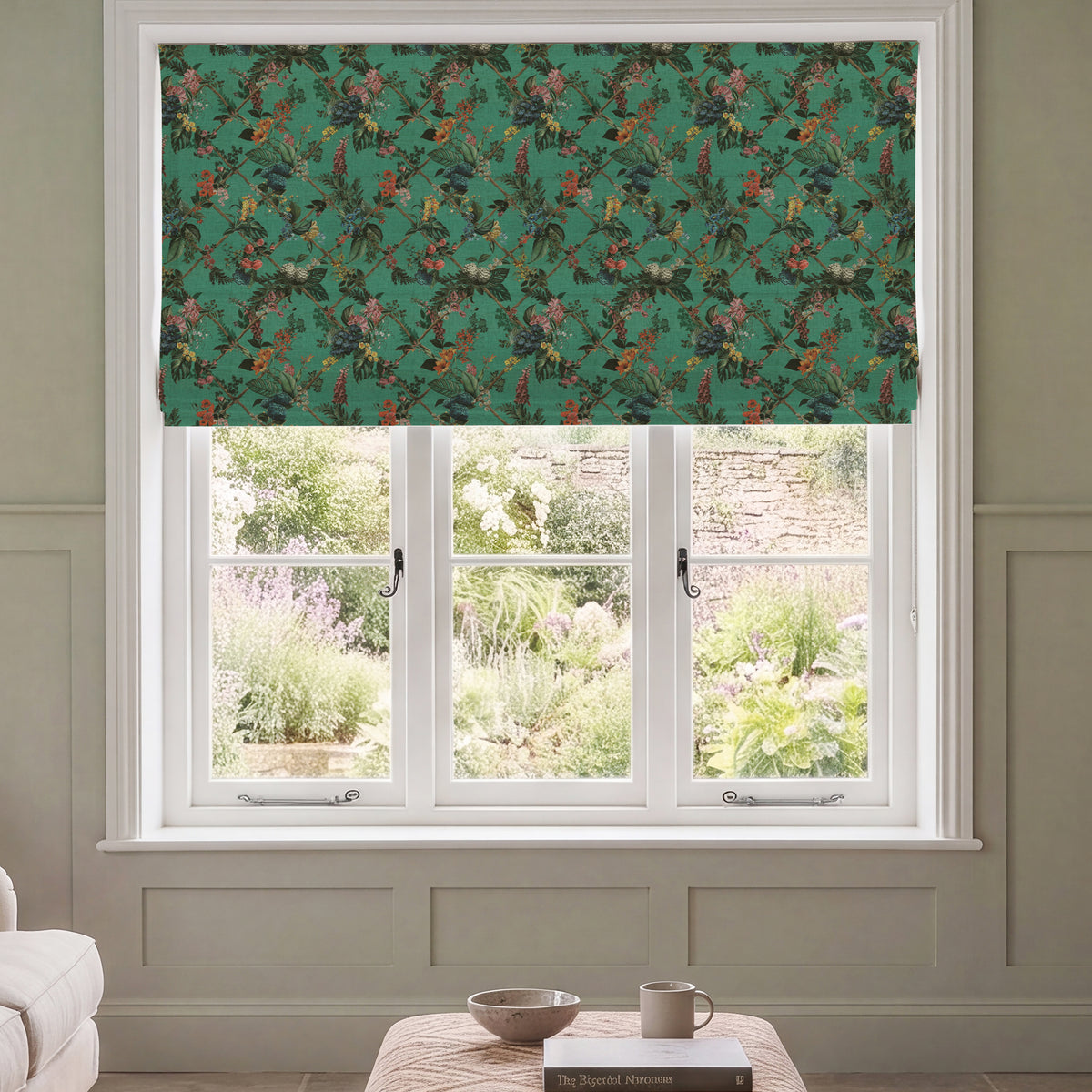 HOUSE Llewelyn-Bowen Cotswold Fantasia Printed Made To Measure Roman Blind Teal