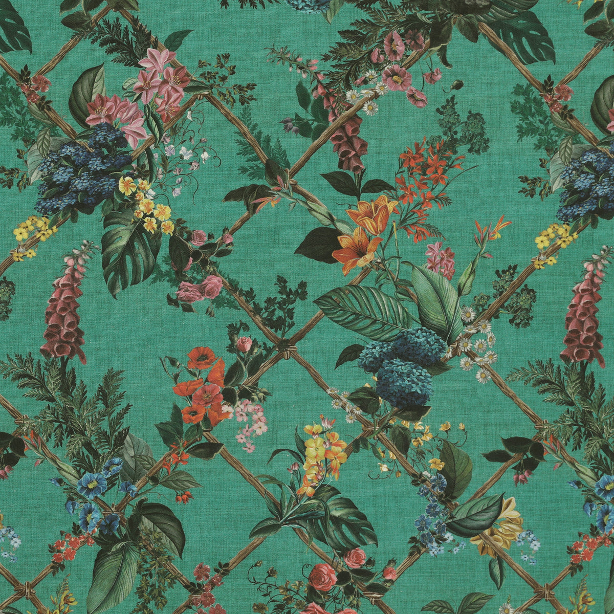 HOUSE Llewelyn-Bowen Cotswold Fantasia Printed Made To Measure Roman Blind Teal