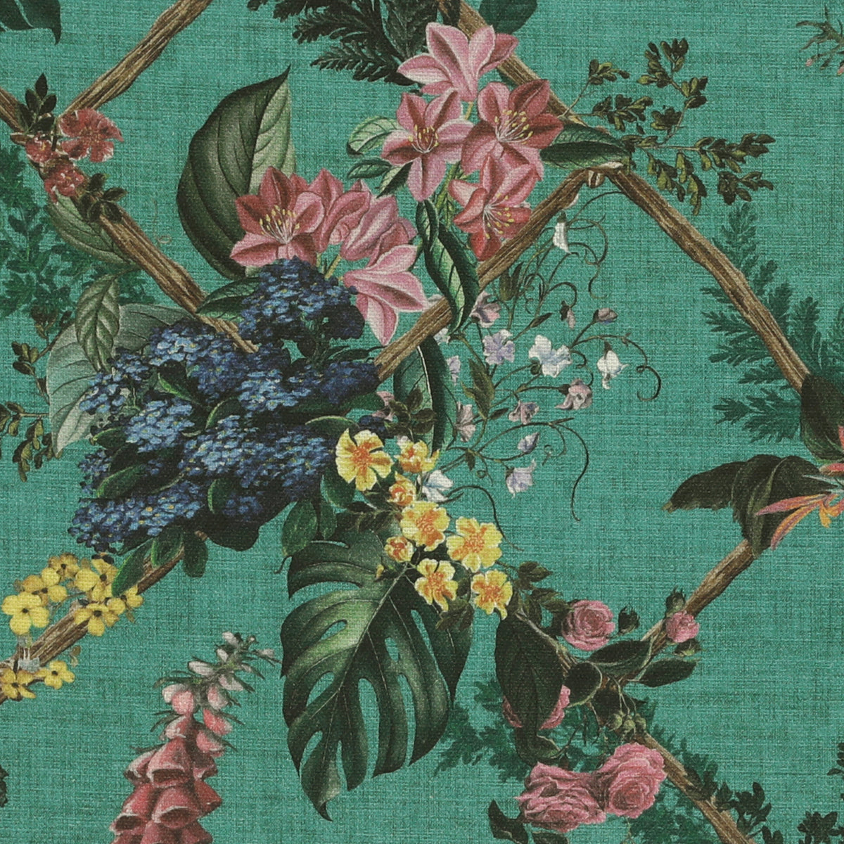 HOUSE Llewelyn-Bowen Cotswold Fantasia Printed Fabric Teal