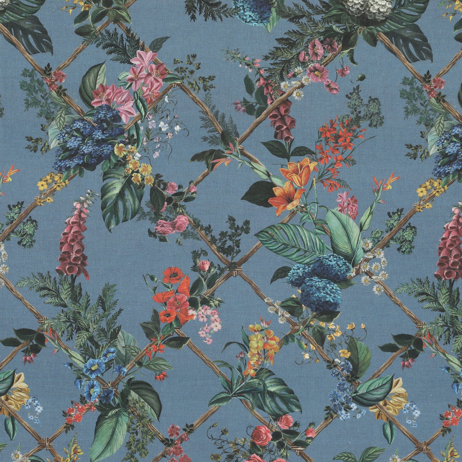 HOUSE Llewelyn-Bowen Cotswold Fantasia Printed Made To Measure Roman Blind Cornflower Blue