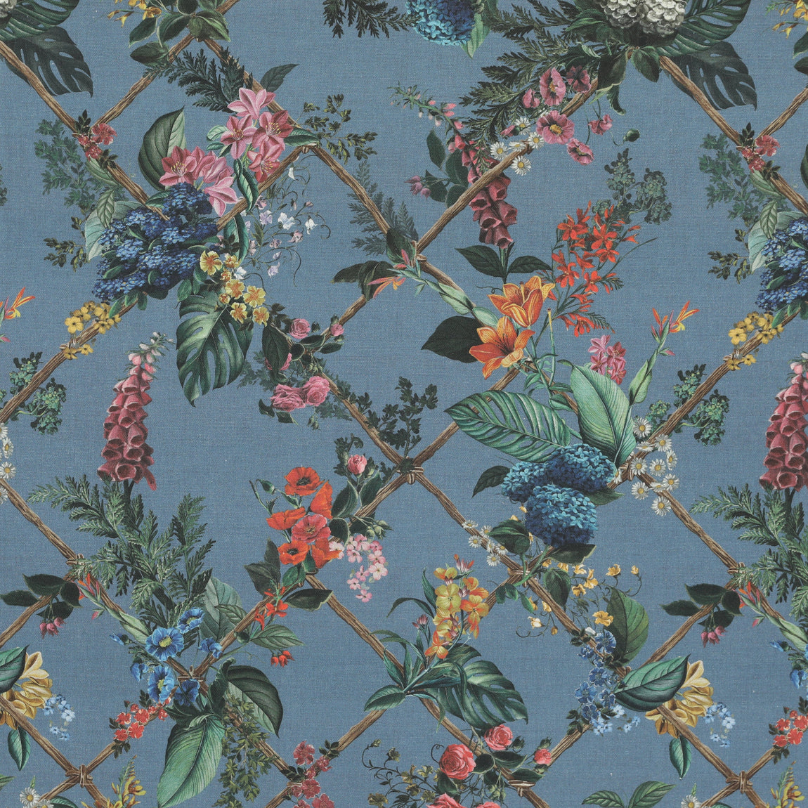 HOUSE Llewelyn-Bowen Cotswold Fantasia Printed Made To Measure Roman Blind Cornflower Blue