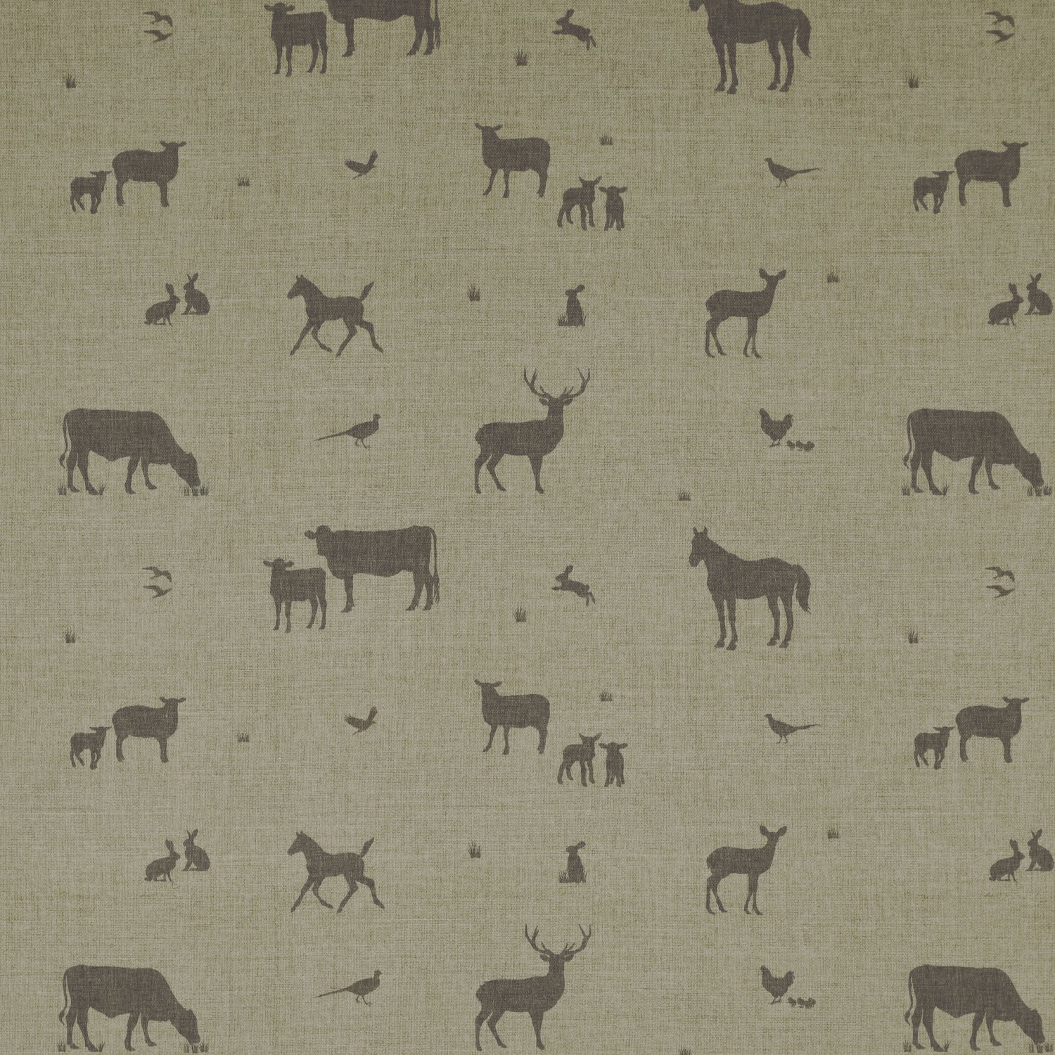 ANTE DECOR Country Animals Printed Cotton Made To Measure Curtains Linen Charcoal