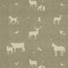 ANTE DECOR Country Animals Printed Cotton Fabric Beige Cream