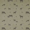ANTE DECOR Country Animals Printed Cotton Fabric Linen Charcoal