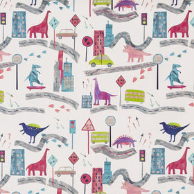 Prestigious Textiles Dino City Fabric Rainbow