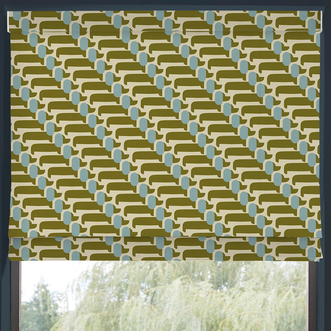 Orla Kiely Dog Show Made to Measure Roman Blind Seagrass