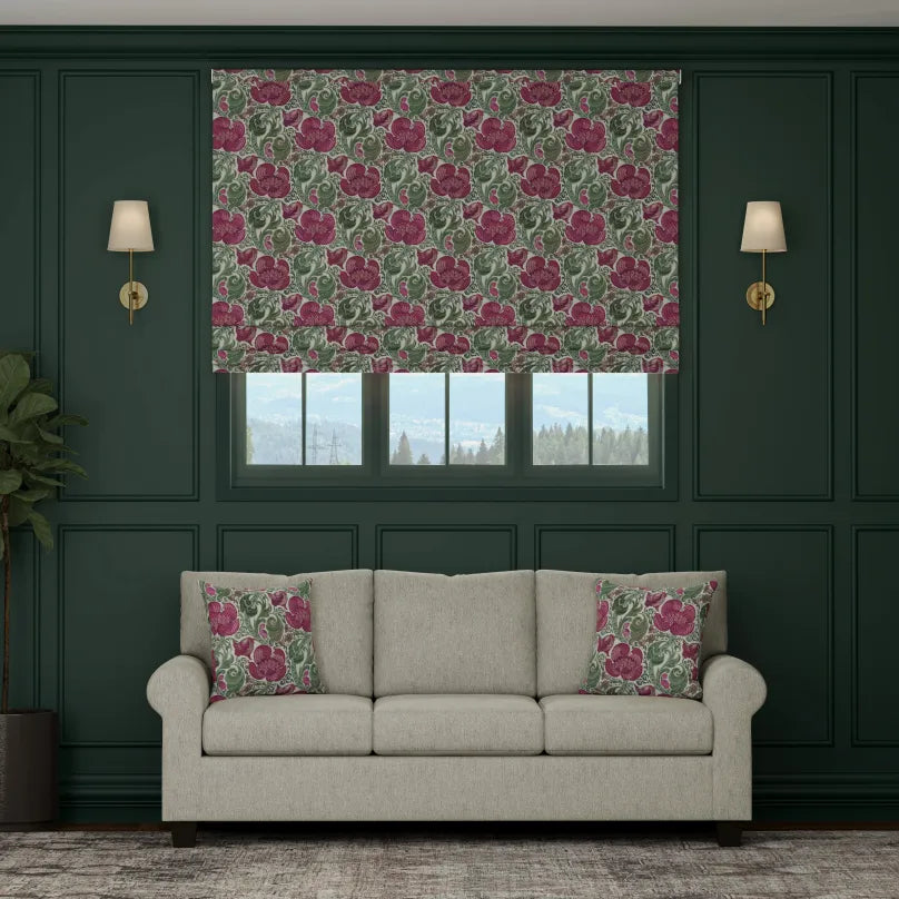 HOUSE Llewelyn-Bowen Down The Dilly Printed Velvet Made To Measure Roman Blind Damson