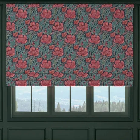HOUSE Llewelyn-Bowen Down The Dilly Printed Velvet Made To Measure Roman Blind Sanguine