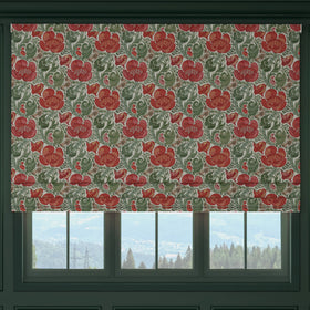 HOUSE Llewelyn-Bowen Down The Dilly Printed Velvet Made To Measure Roman Blind Crimson