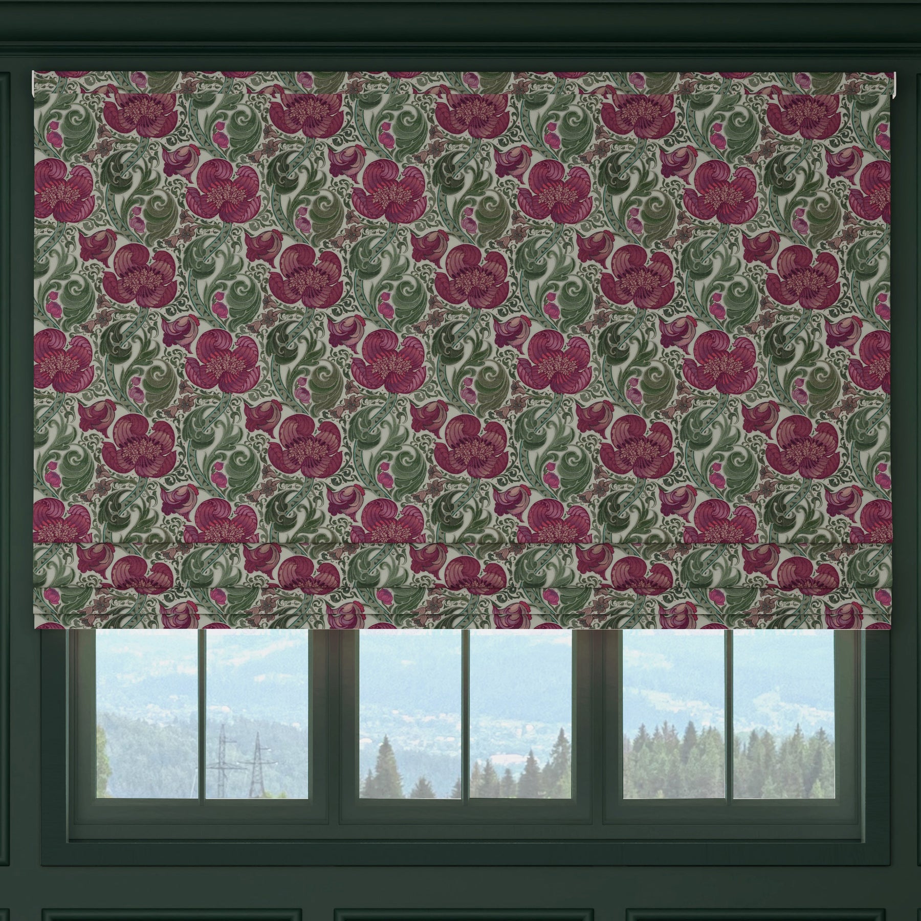 HOUSE Llewelyn-Bowen Down The Dilly Printed Velvet Made To Measure Roman Blind Damson