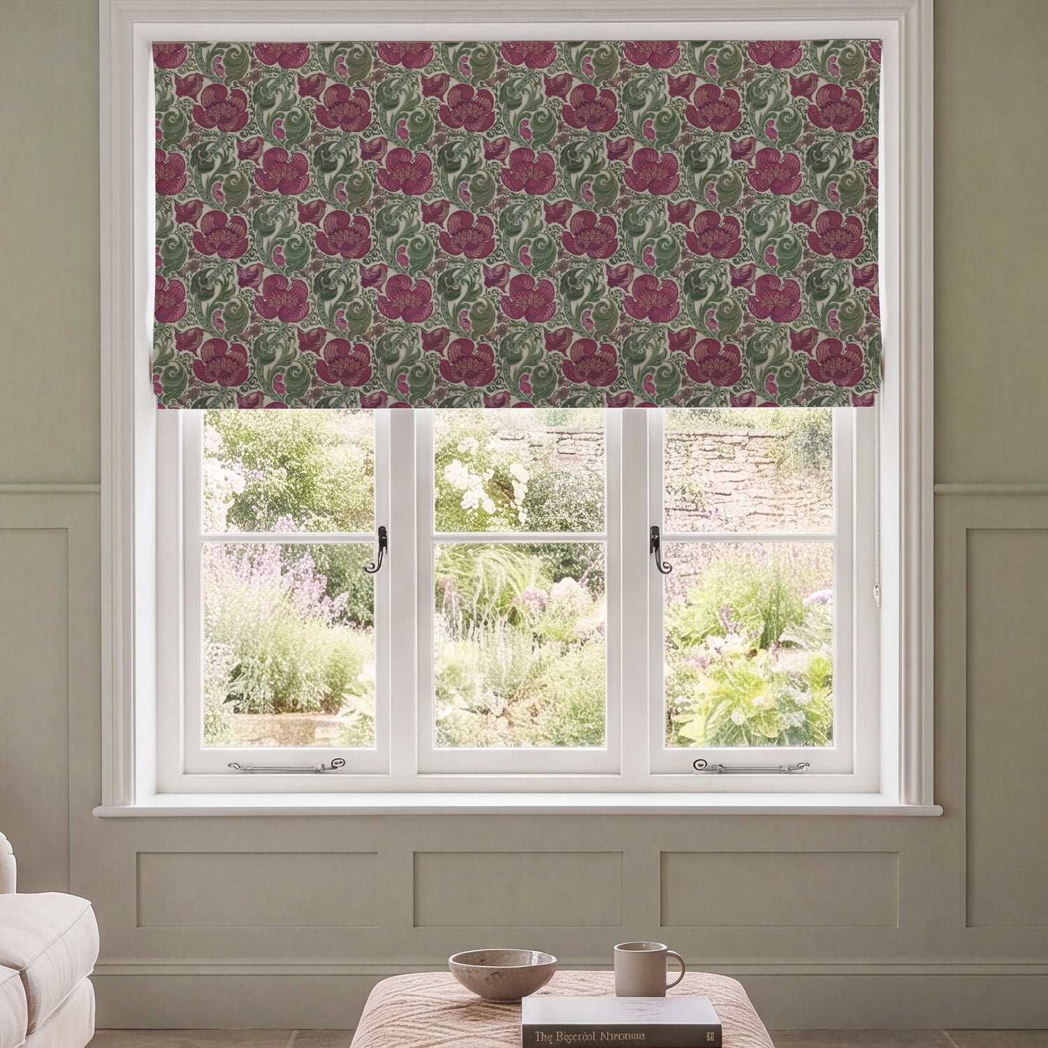 HOUSE Llewelyn-Bowen Down The Dilly Printed Velvet Made To Measure Roman Blind Damson