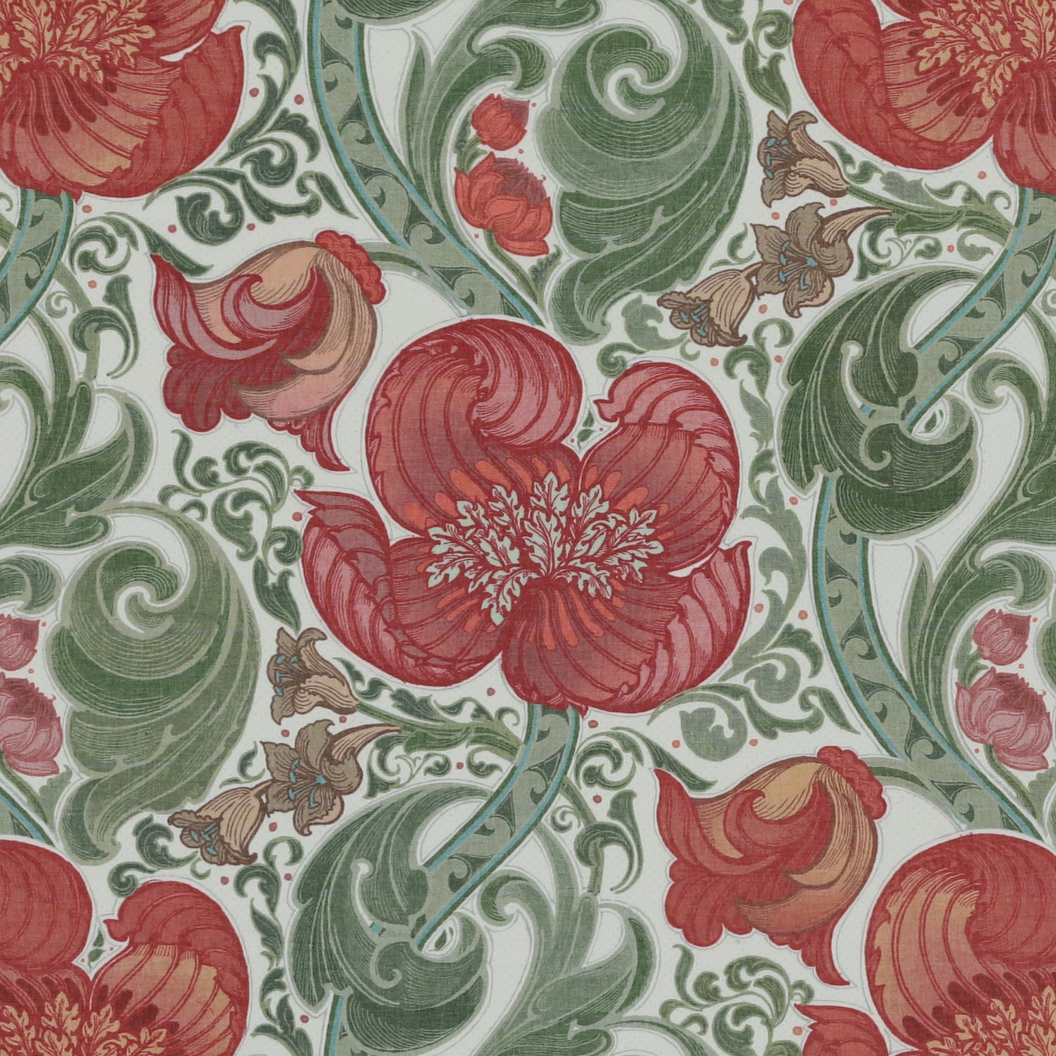 HOUSE Llewelyn-Bowen Down The Dilly Printed Velvet Fabric Crimson