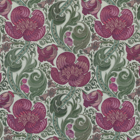 HOUSE Llewelyn-Bowen Down The Dilly Printed Velvet Fabric Damson