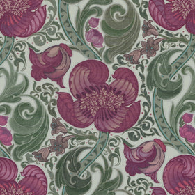 HOUSE Llewelyn-Bowen Down The Dilly Printed Velvet Fabric Damson