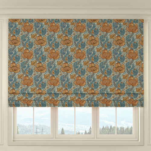 HOUSE Llewelyn-Bowen Down The Dilly Printed Velvet Made To Measure Roman Blind Cerulean