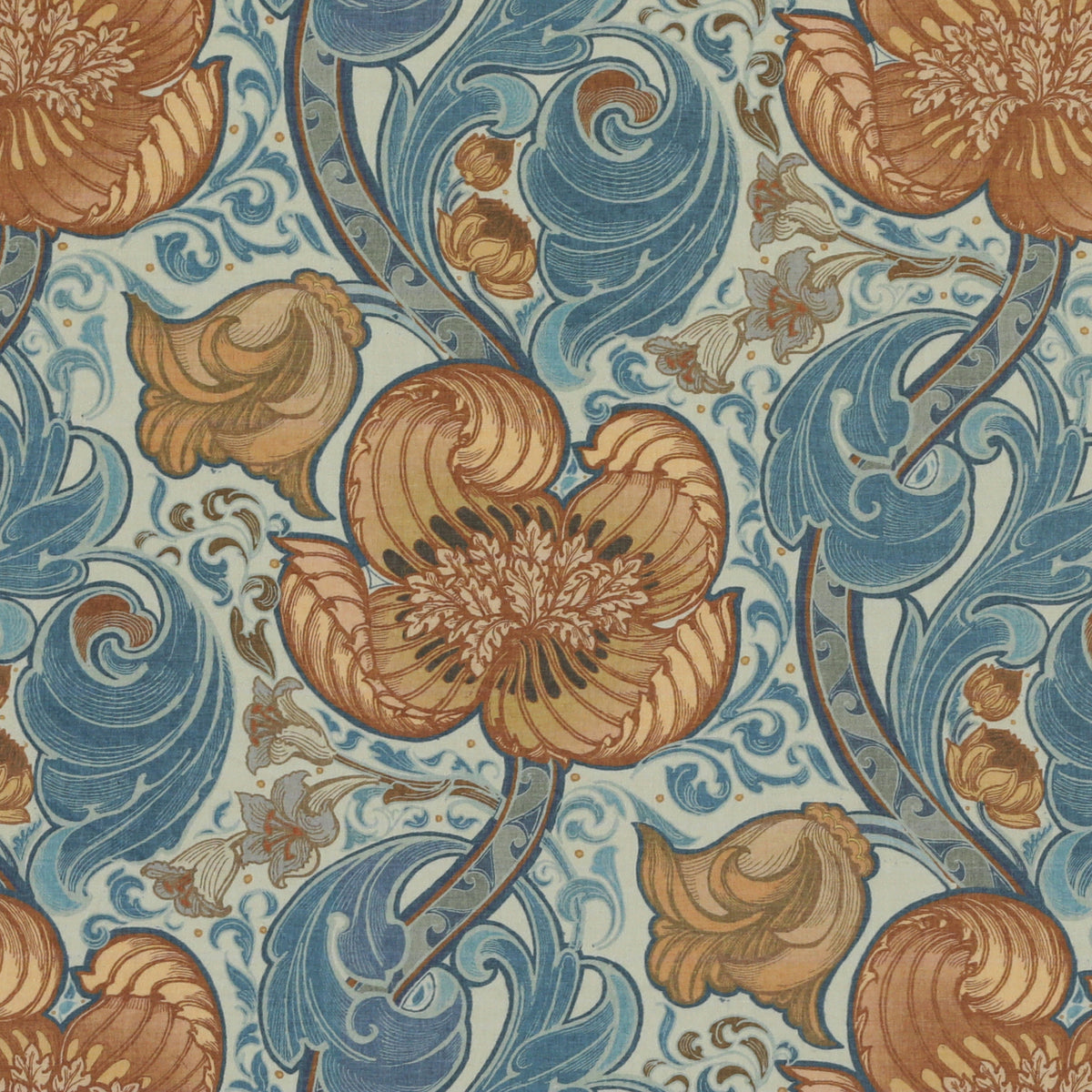 HOUSE Llewelyn-Bowen Down The Dilly Printed Velvet Fabric Cerulean