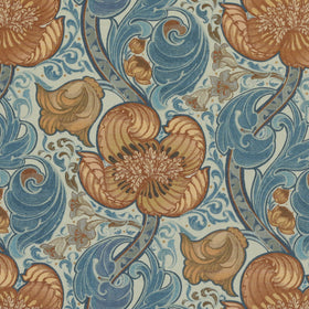 HOUSE Llewelyn-Bowen Down The Dilly Printed Velvet Fabric Cerulean