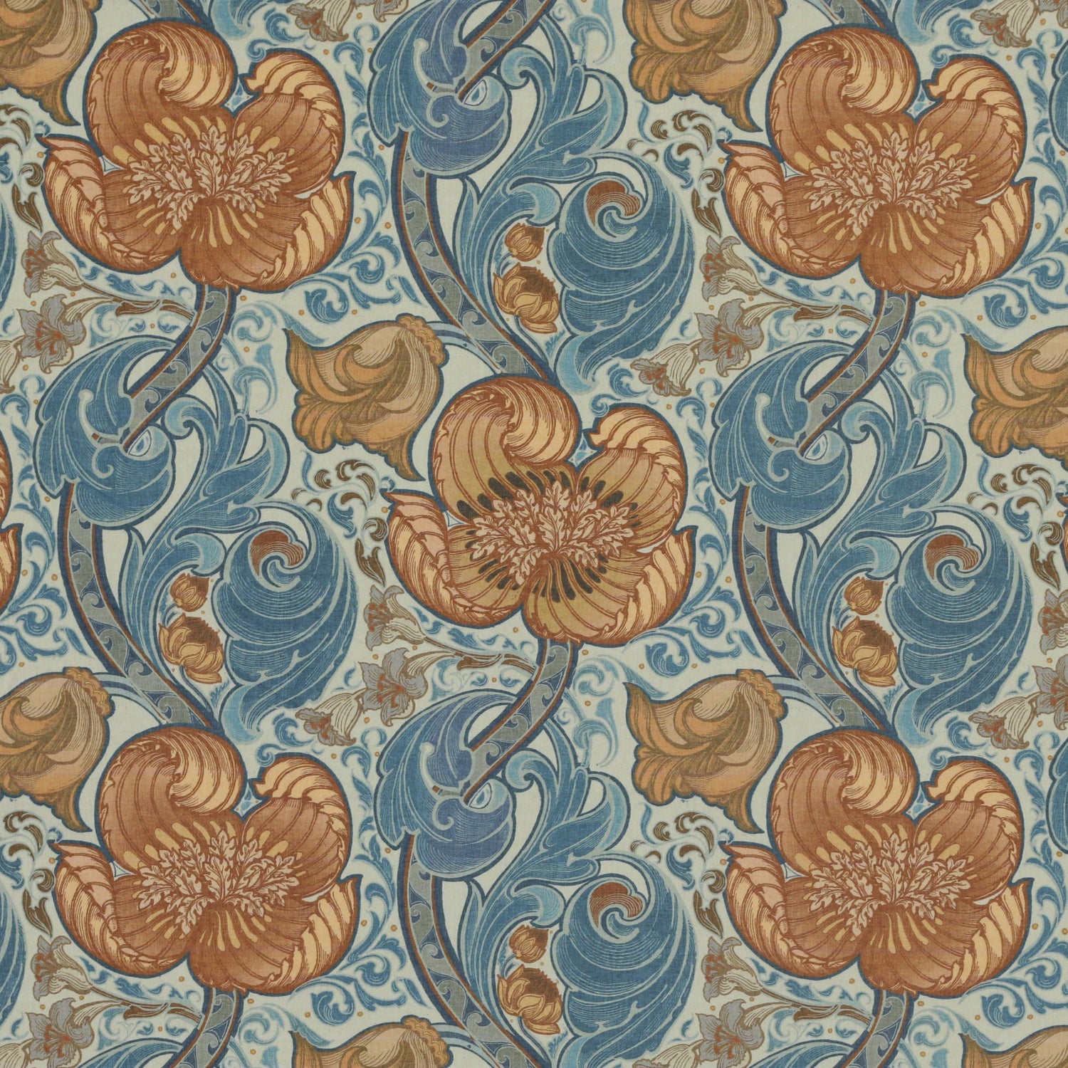 HOUSE Llewelyn-Bowen Down The Dilly Printed Velvet Made To Measure Curtains Cerulean